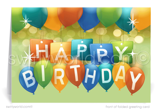 Contemporary Gender Neutral Corporate Company Happy Birthday Greeting Cards