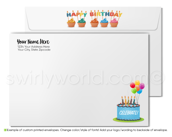 Gender Neutral Corporate Happy Birthday Greeting Cards For Business Customers