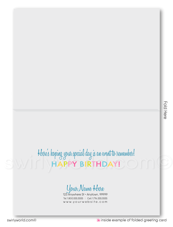 Corporate Client Gender Neutral Retro Modern Happy Birthday Cards