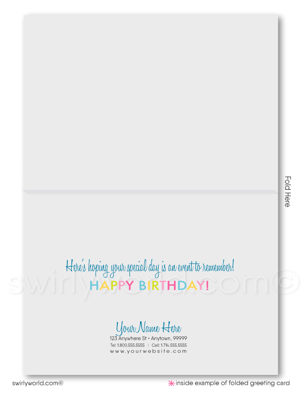 Retro Modern Happy Birthday Company Business Greeting Cards for Customers.