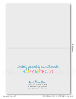 Corporate Client Gender Neutral Retro Modern Happy Birthday Cards