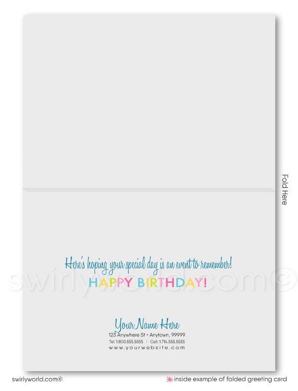 Retro Modern Happy Birthday Company Business Greeting Cards for Customers.