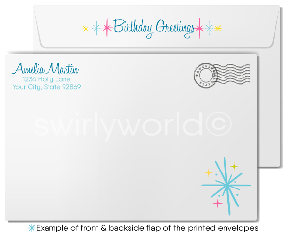 Corporate Client Gender Neutral Retro Modern Happy Birthday Cards