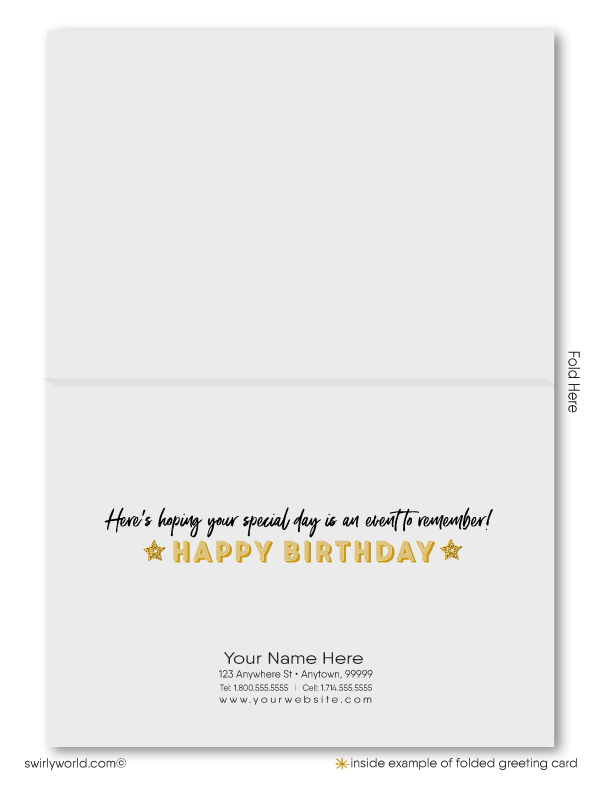 Black and Gold Corporate Business Company Happy Birthday Greeting Cards
