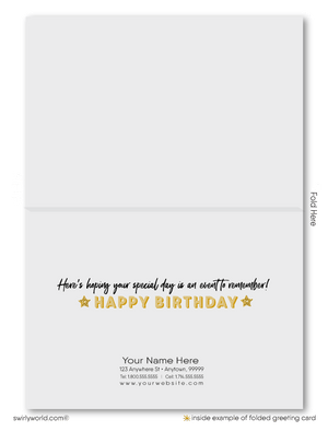 Black and Gold Corporate Business Company Happy Birthday Greeting Cards