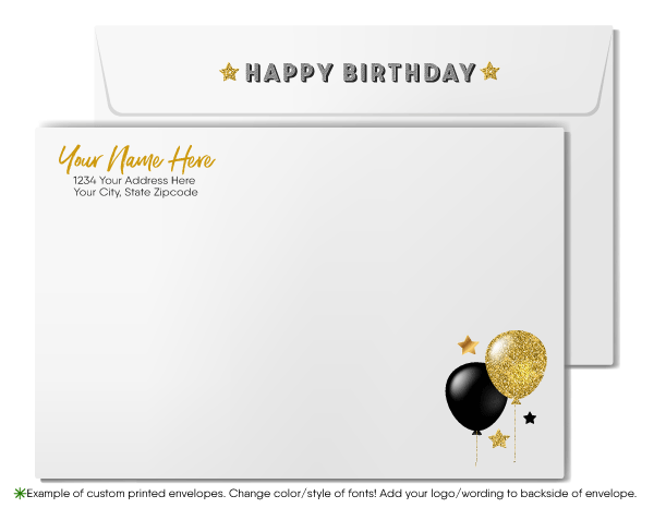 Black and Gold Corporate Business Company Happy Birthday Greeting Cards