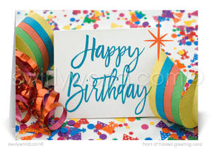 Gender Neutral Corporate Company Business Happy Birthday Greeting Cards.