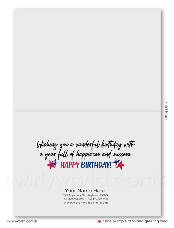 Blue and Red Corporate Company Business Professional Happy Birthday Cards for Customers