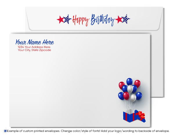 Patriotic American Corporate Company Business Happy Birthday Cards for Customers
