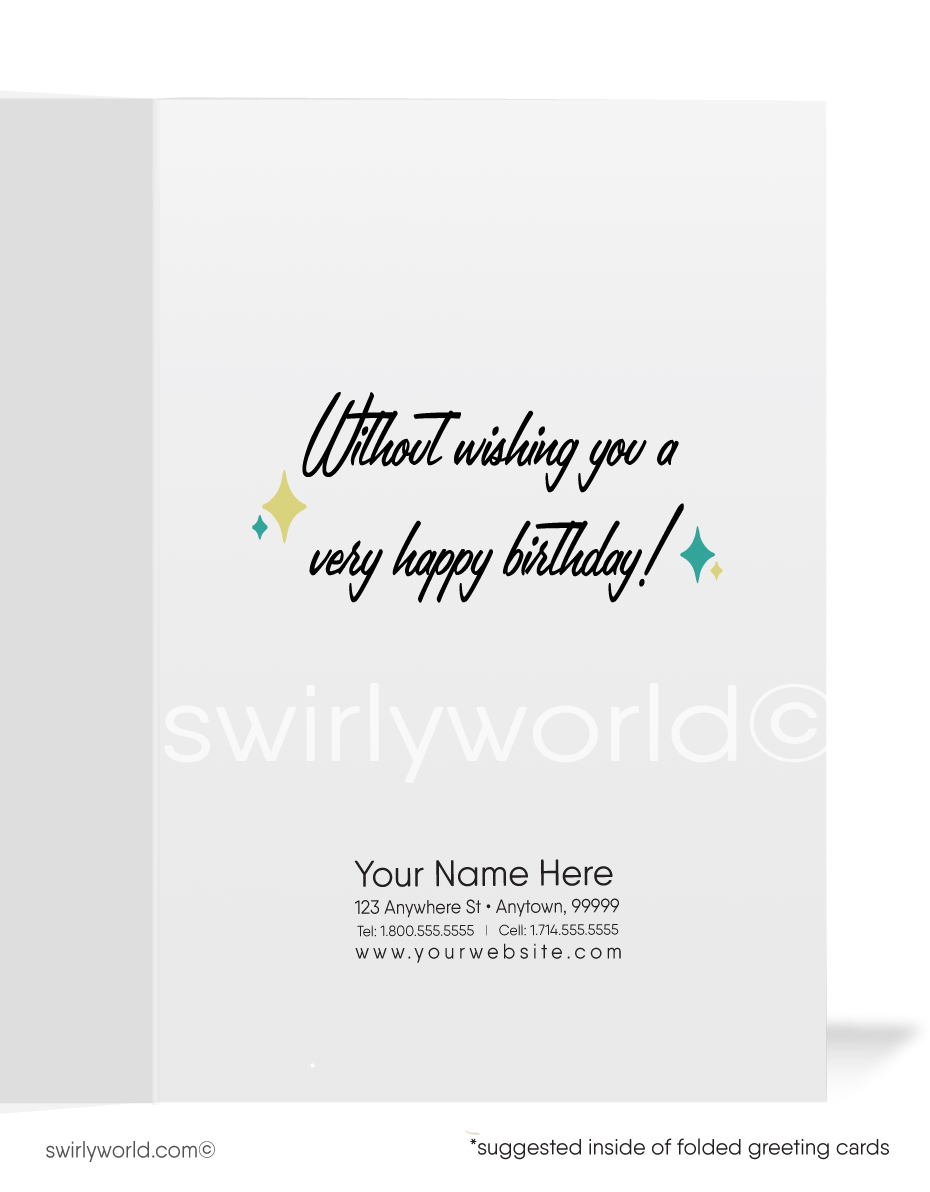 Vintage mid-century modern 1950's happy birthday cards.