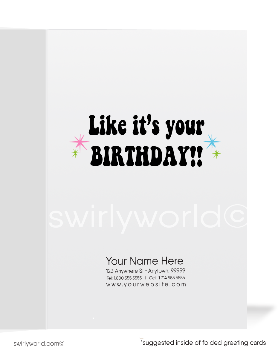 1960's mid-century modern vintage mod happy birthday cards.