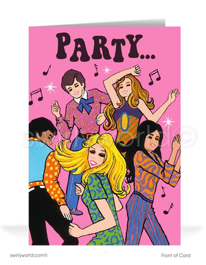 1960's mid-century modern vintage mod happy birthday cards.