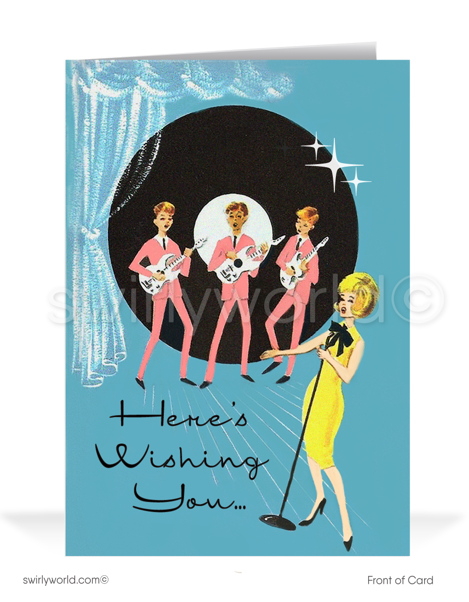 1960's mid-century modern vintage mod happy birthday cards.