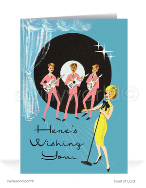 1960's mid-century modern vintage mod happy birthday cards.