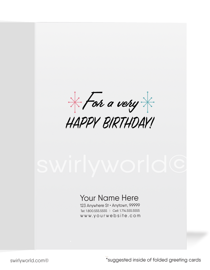 Retro Modern 1950's Mid-Century Happy Birthday Cards