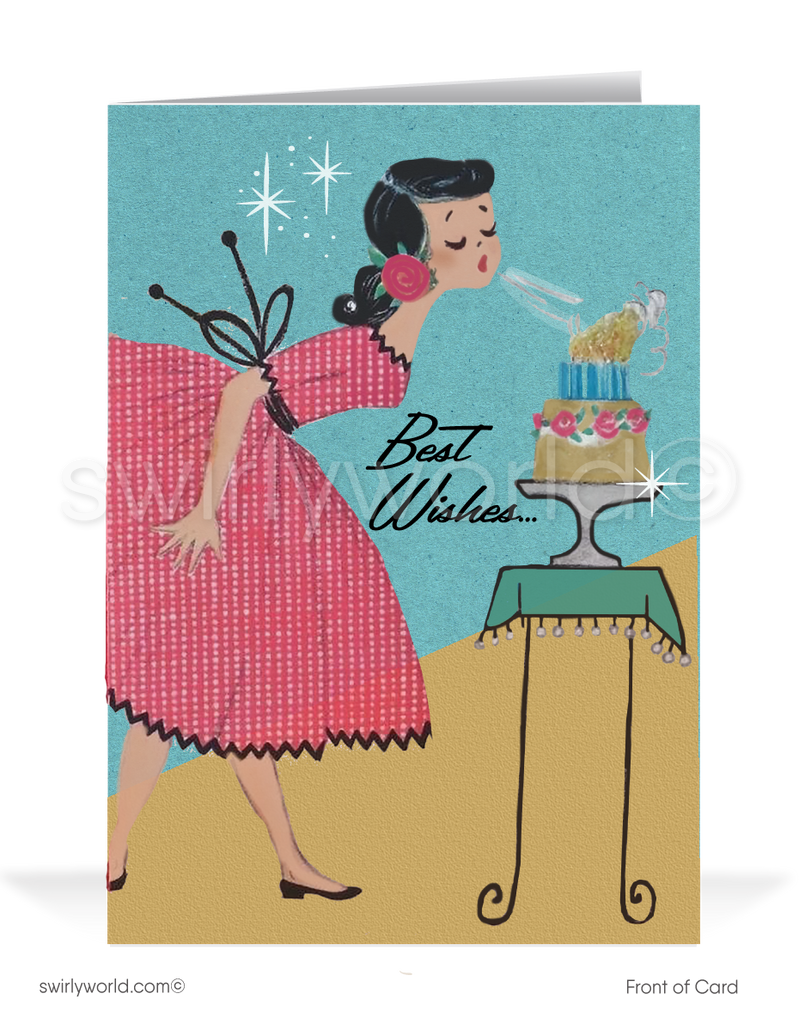 1960's mid-century modern vintage mod happy birthday cards.