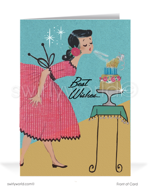 1960's mid-century modern vintage mod happy birthday cards.