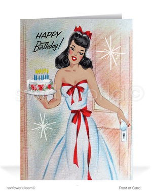 1950's mid-century modern vintage retro women's birthday cards.