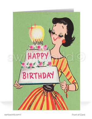 1950's style vintage retro mid-century happy birthday cards.