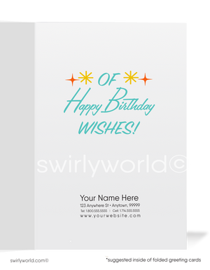 Elephant Retro Modern 1950's Happy Birthday Cards
