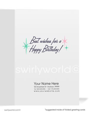 Retro Vintage Cat 1950's Happy Birthday Cards