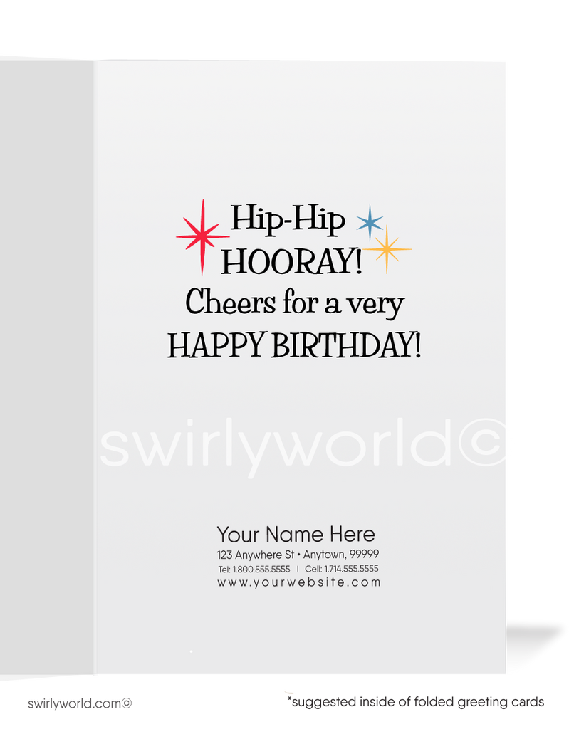 Retro 1950's Cheerleader Happy Birthday Cards for Women