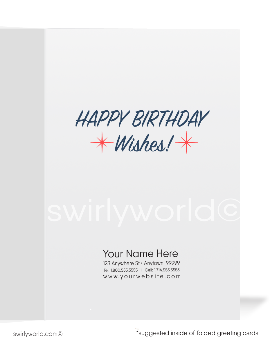 1950's mid-century modern vintage retro sailing birthday cards.