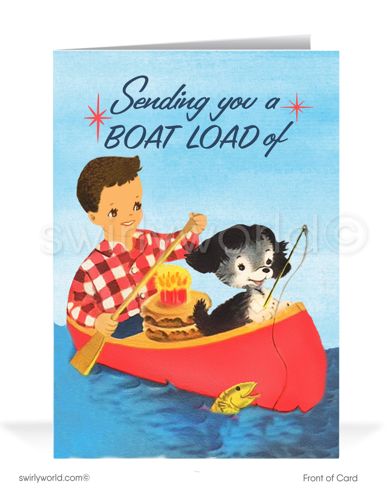 1950's mid-century modern vintage retro sailing birthday cards.