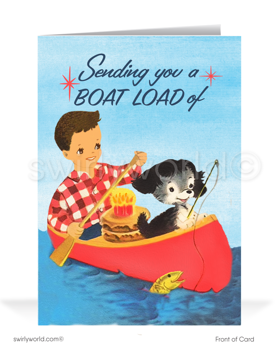 1950's mid-century modern vintage retro sailing birthday cards.