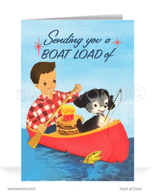 1950's mid-century modern vintage retro sailing birthday cards.