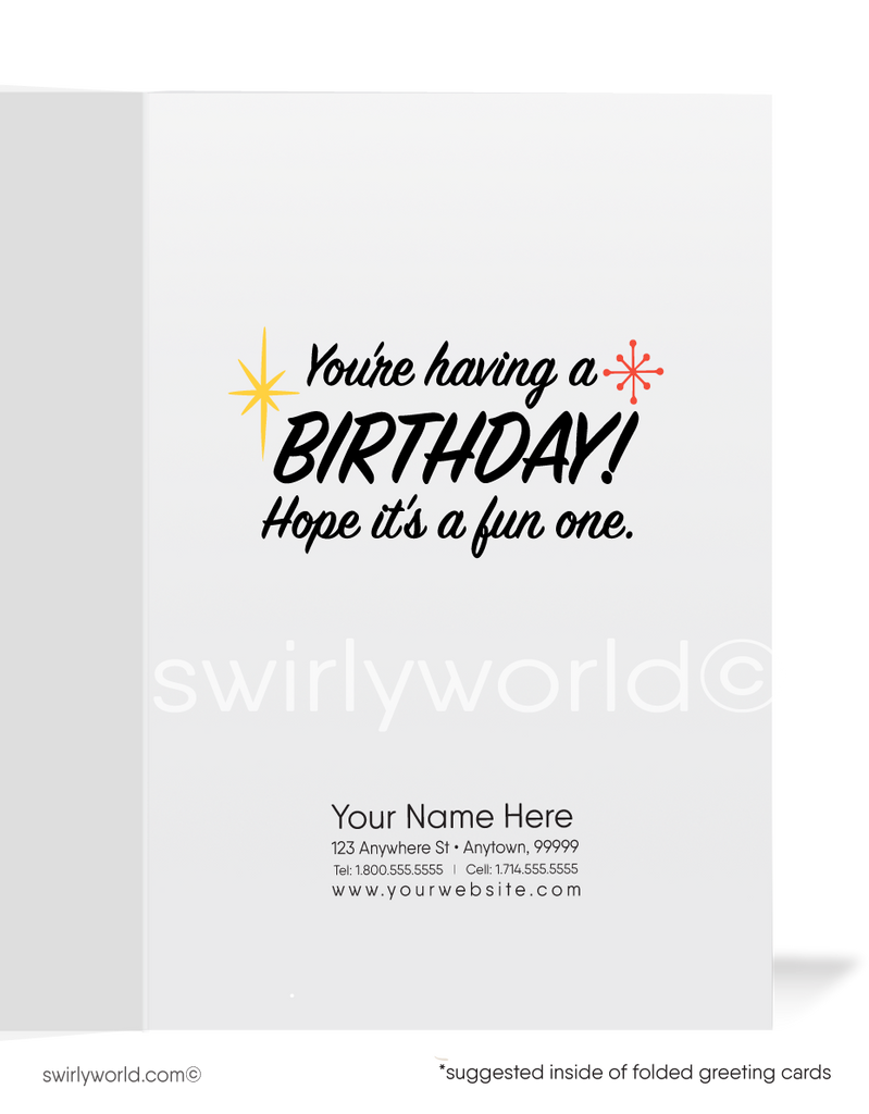 Retro 1950's Vintage Mid-Century Mod Happy Birthday Cards