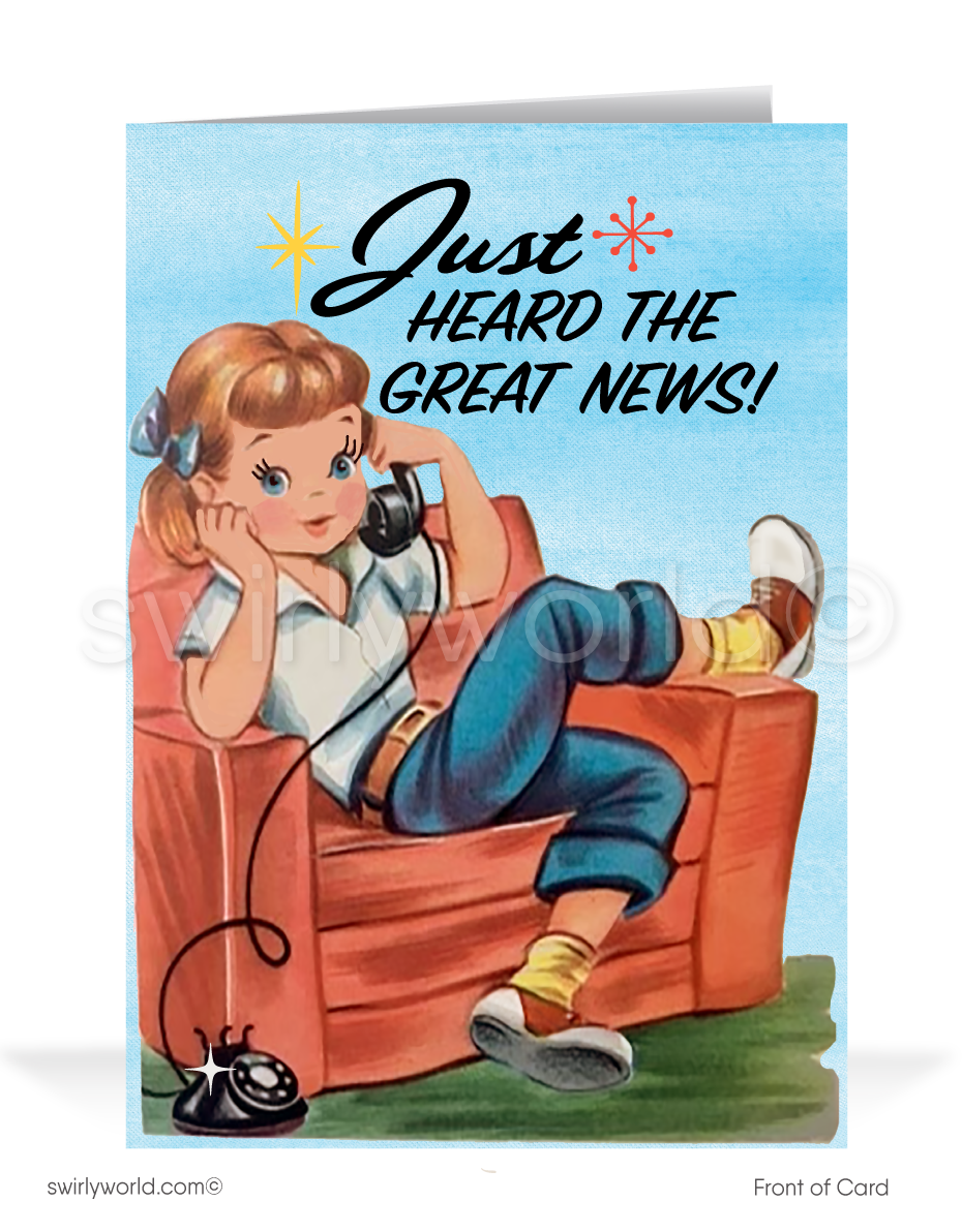 Retro Mid-Century 1950's Vintage Girl Happy Birthday Cards.