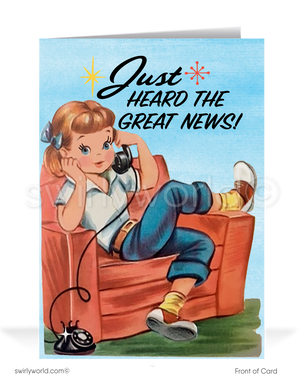 Retro Mid-Century 1950's Vintage Girl Happy Birthday Cards.