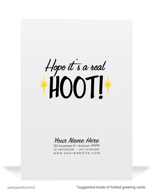 1950's Cute Owl Retro Mid-Century Style Vintage Happy Birthday Cards