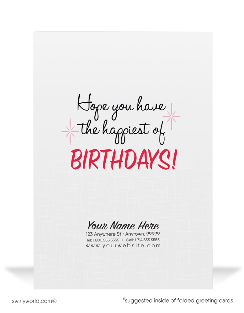 1950's Cute Retro Mid-Century Style Vintage Happy Birthday Cards for Women