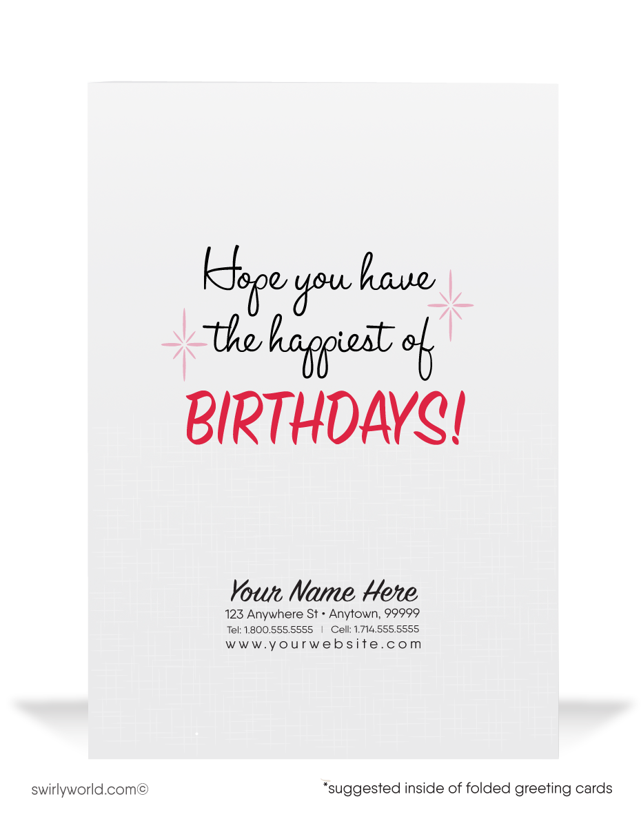 1950's Cute Retro Mid-Century Style Vintage Happy Birthday Cards for Women