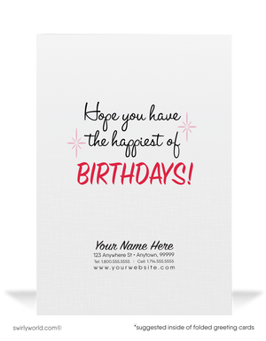 1950s Retro Birthday Cards - Mid Century Vintage Happy Birthday Card Women