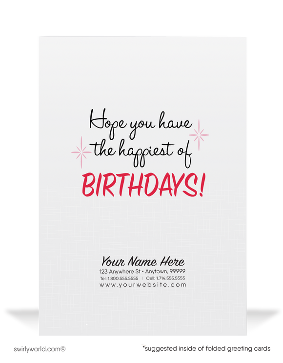 1950's Cute Retro Mid-Century Style Vintage Happy Birthday Cards for Women