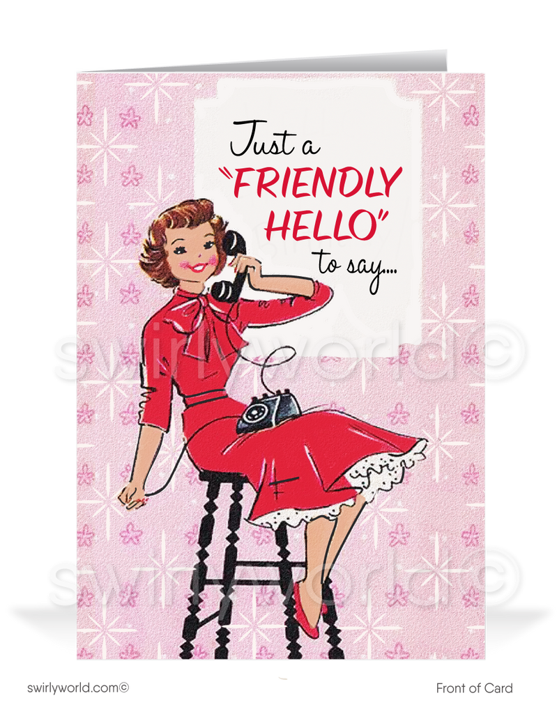 1950's Cute Retro Mid-Century Style Vintage Happy Birthday Cards for Women