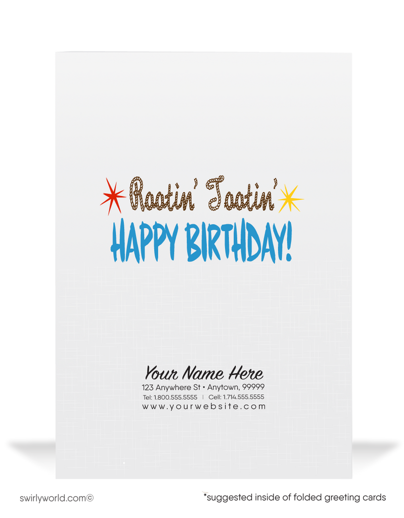 1950's Cute Retro Country Western Cowboy Style Vintage Happy Birthday Cards