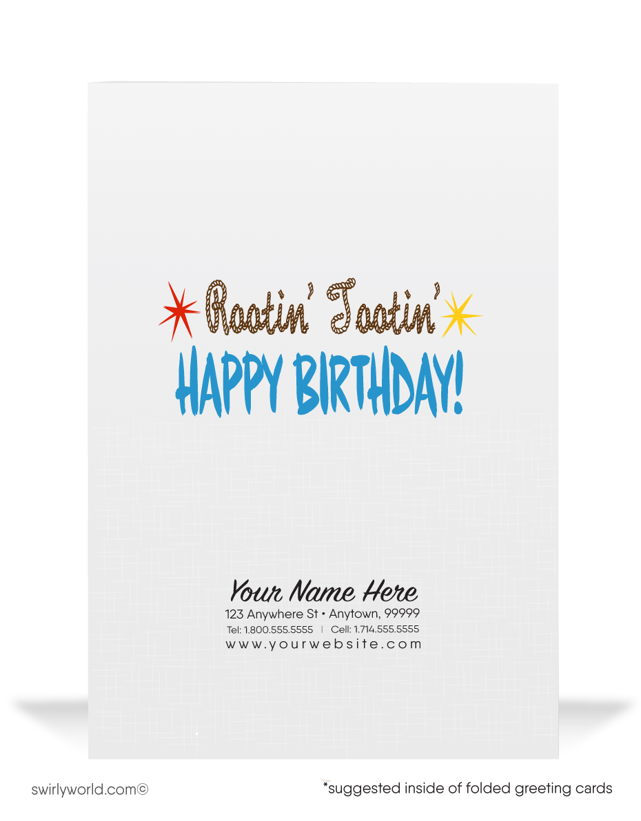 1950's Cute Retro Country Western Cowboy Style Vintage Happy Birthday Cards