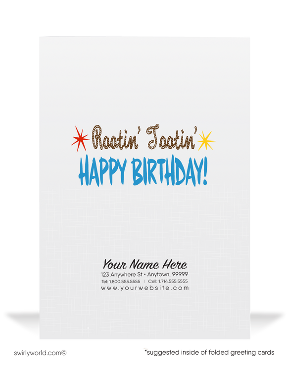 1950's Cute Retro Country Western Cowboy Style Vintage Happy Birthday Cards