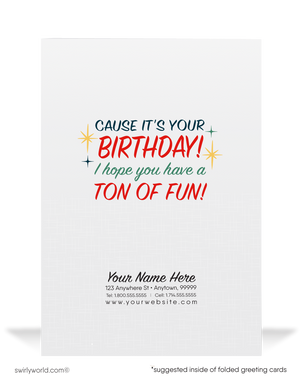 1940's Cute Flying Elephant Retro Style Vintage Happy Birthday Cards