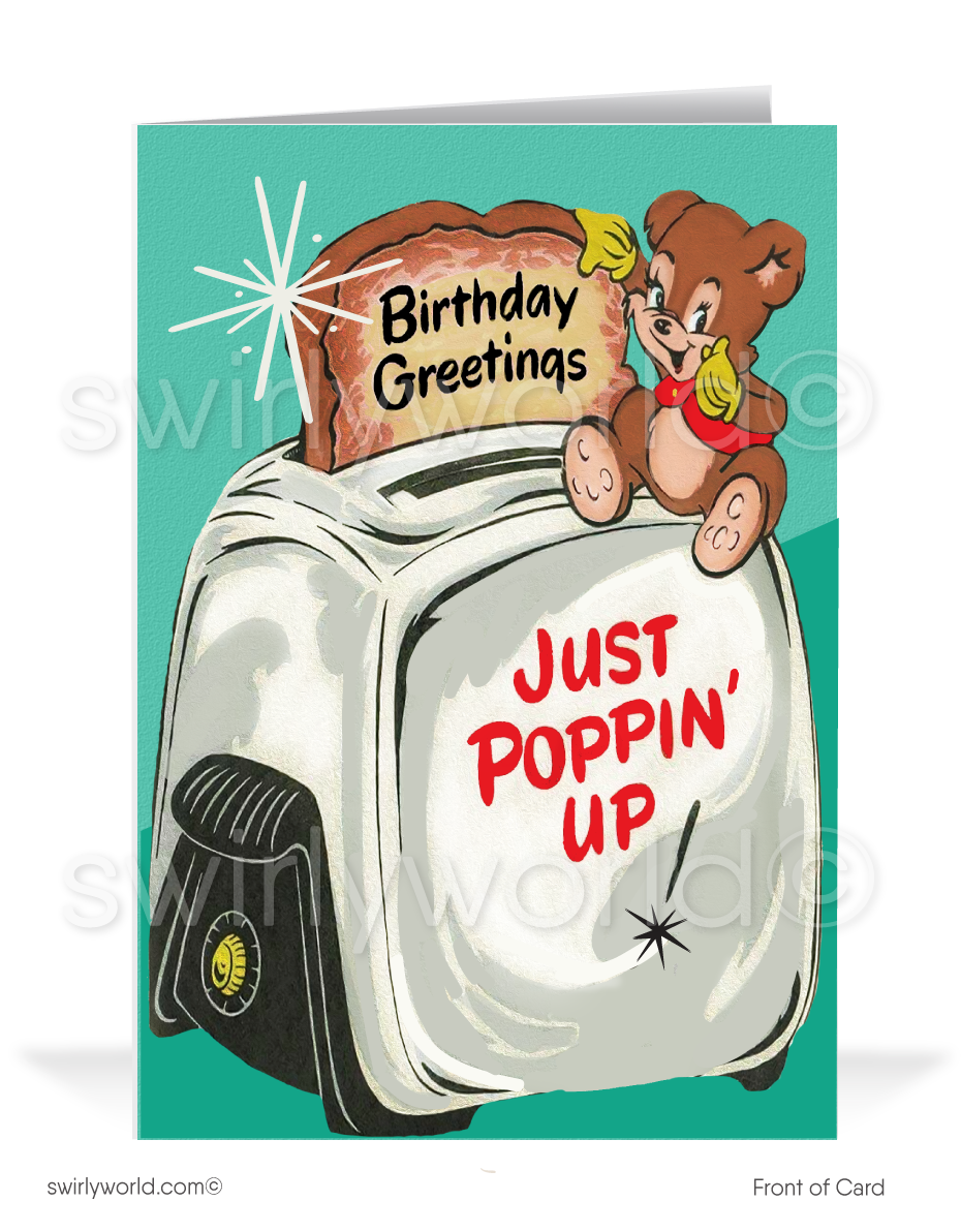 1940's Cute Teddy Bear Retro Style Vintage Happy Birthday Cards