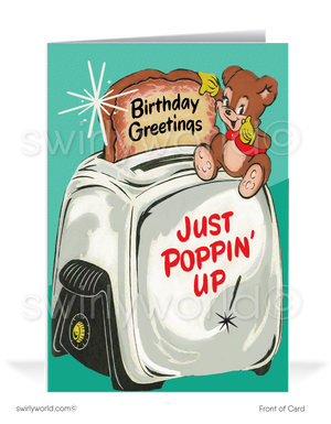 1940's Cute Teddy Bear Retro Style Vintage Happy Birthday Cards