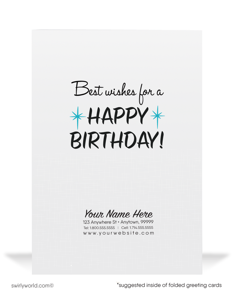1950's Cute Retro Captain Sailboat Style Vintage Happy Birthday Cards