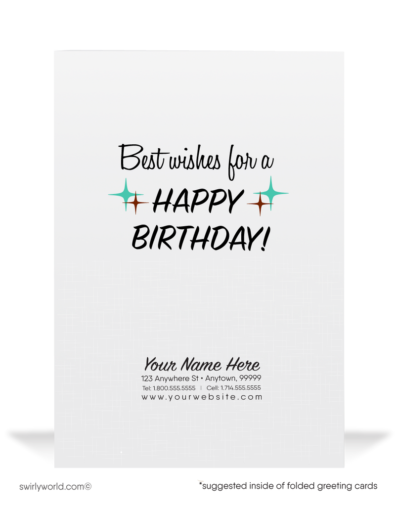 1950's Cute Retro Mid-Century Modern Vintage Happy Birthday Cards