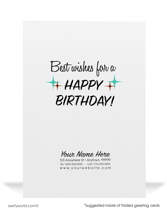 1950's Cute Retro Mid-Century Modern Vintage Happy Birthday Cards