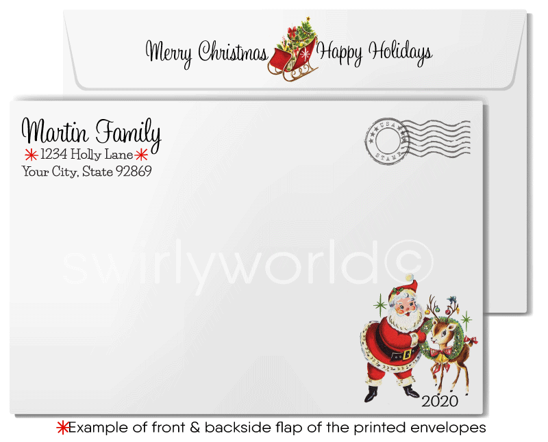 1950s Retro Vintage Ice Skater Christmas Holiday Cards