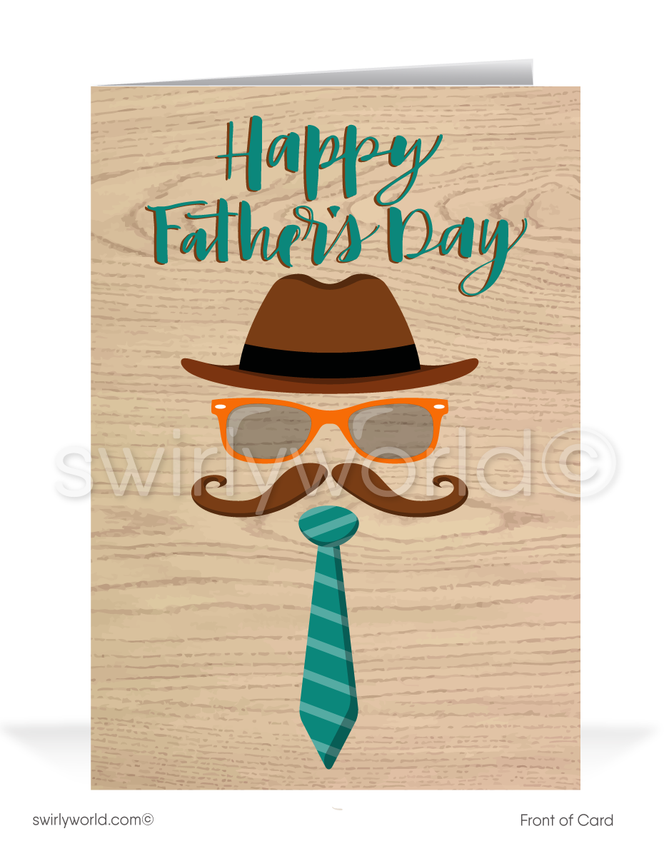 Father Day. Happy Father S Day. Dad with Hat, Mustache and Glasses